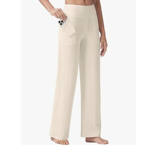 WILLIT, Wide-Leg Pull-On Yoga Trouser Pants with Pockets, Cream, Medium - Picture 14 of 15